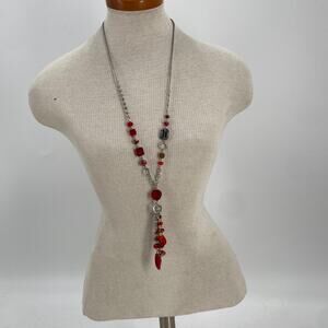 ali-kham new york red and silver beaded necklace